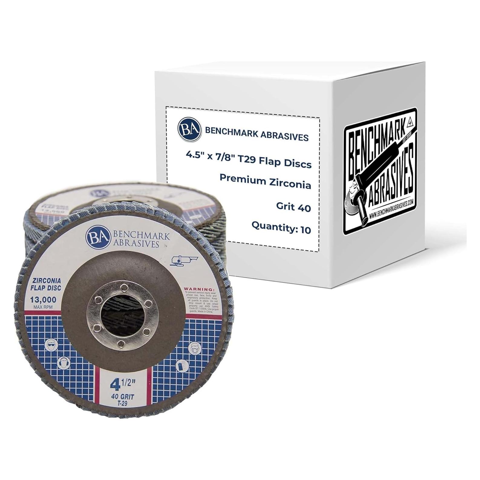 Discos de Aleta T29 Benchmark Abrasives 4.5" 40 Grano - Paquete de 10