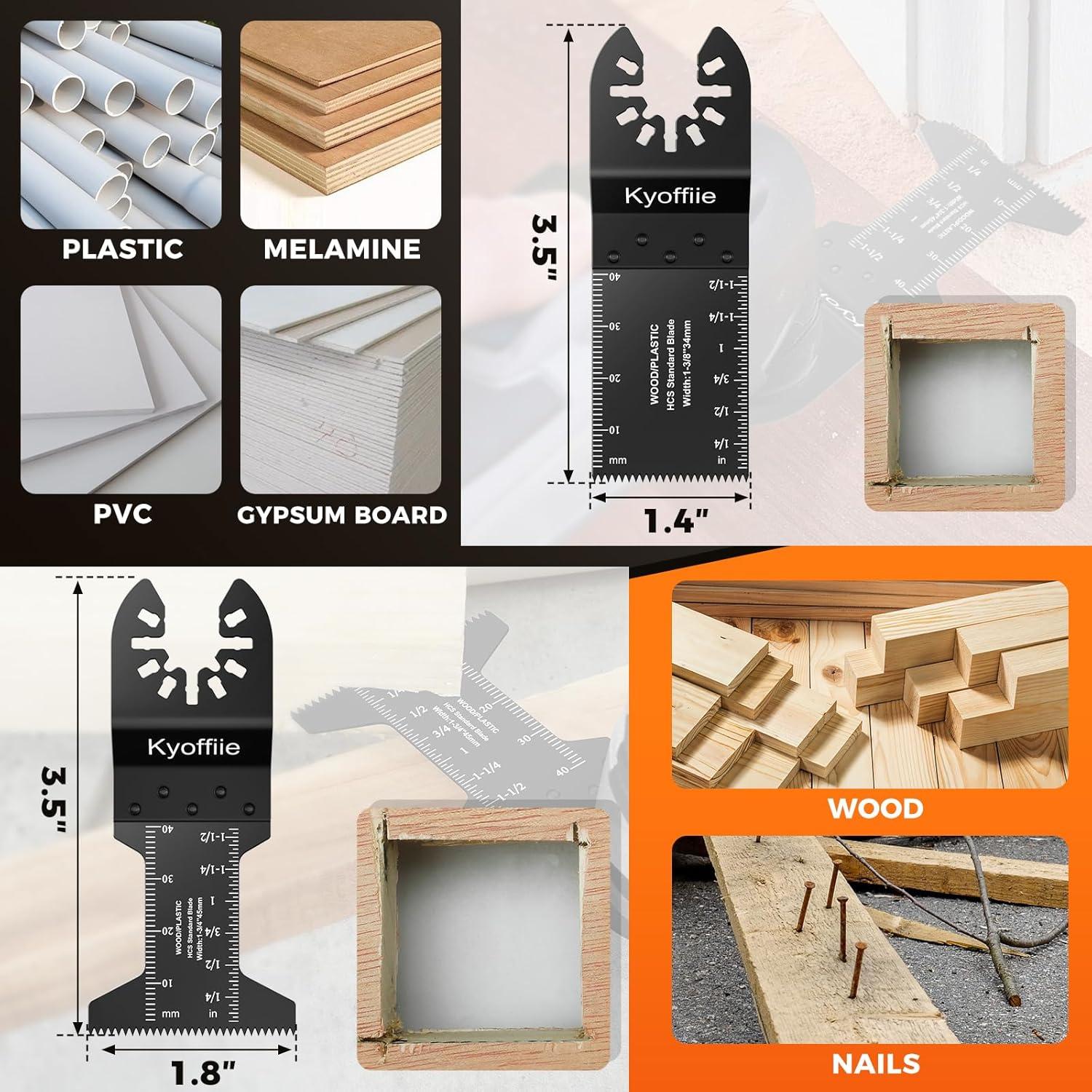 100 Cuchillas Oscilantes Kyoffiie para Madera y Plástico