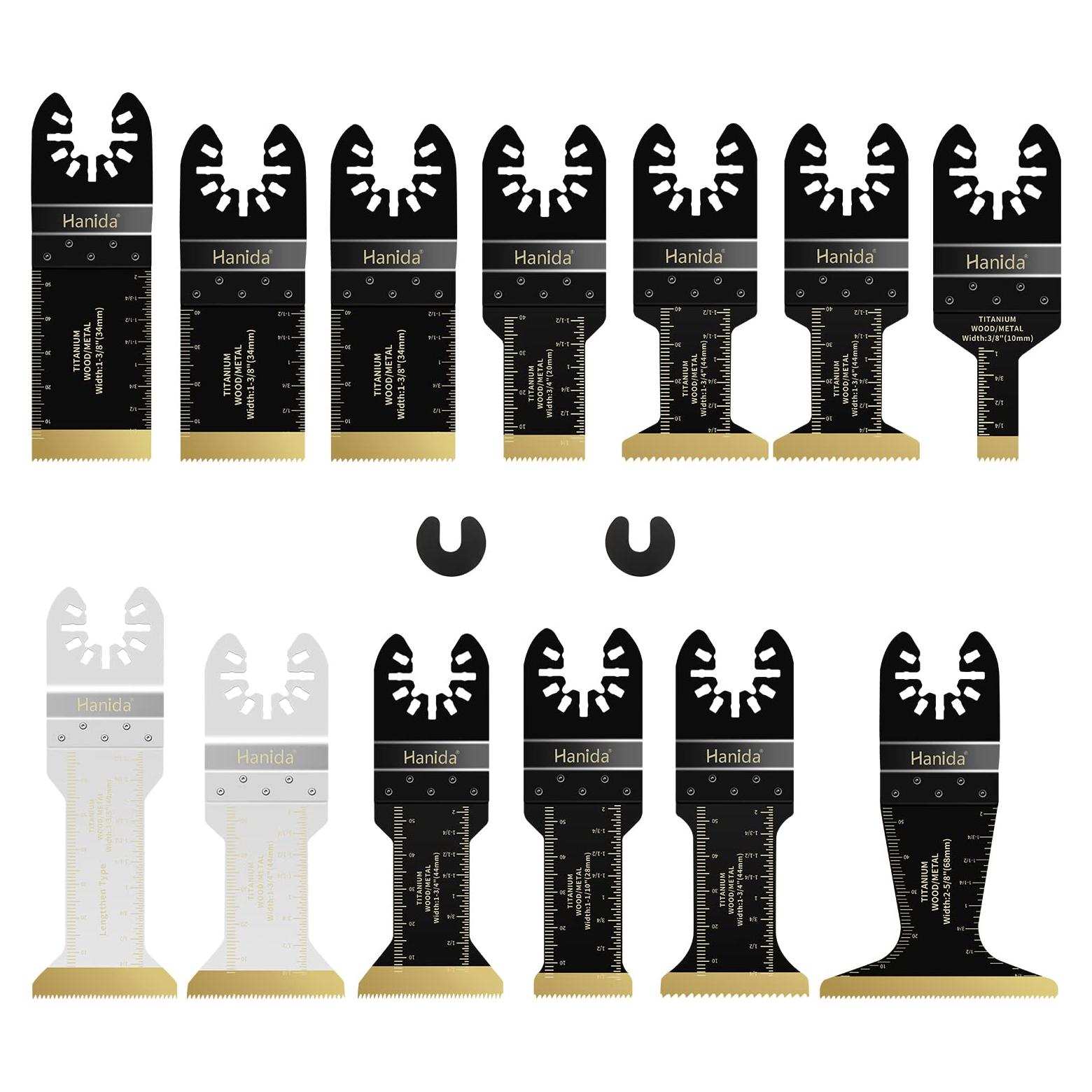 Juego de 13 Cuchillas Oscilantes Hanida para Madera y Metal