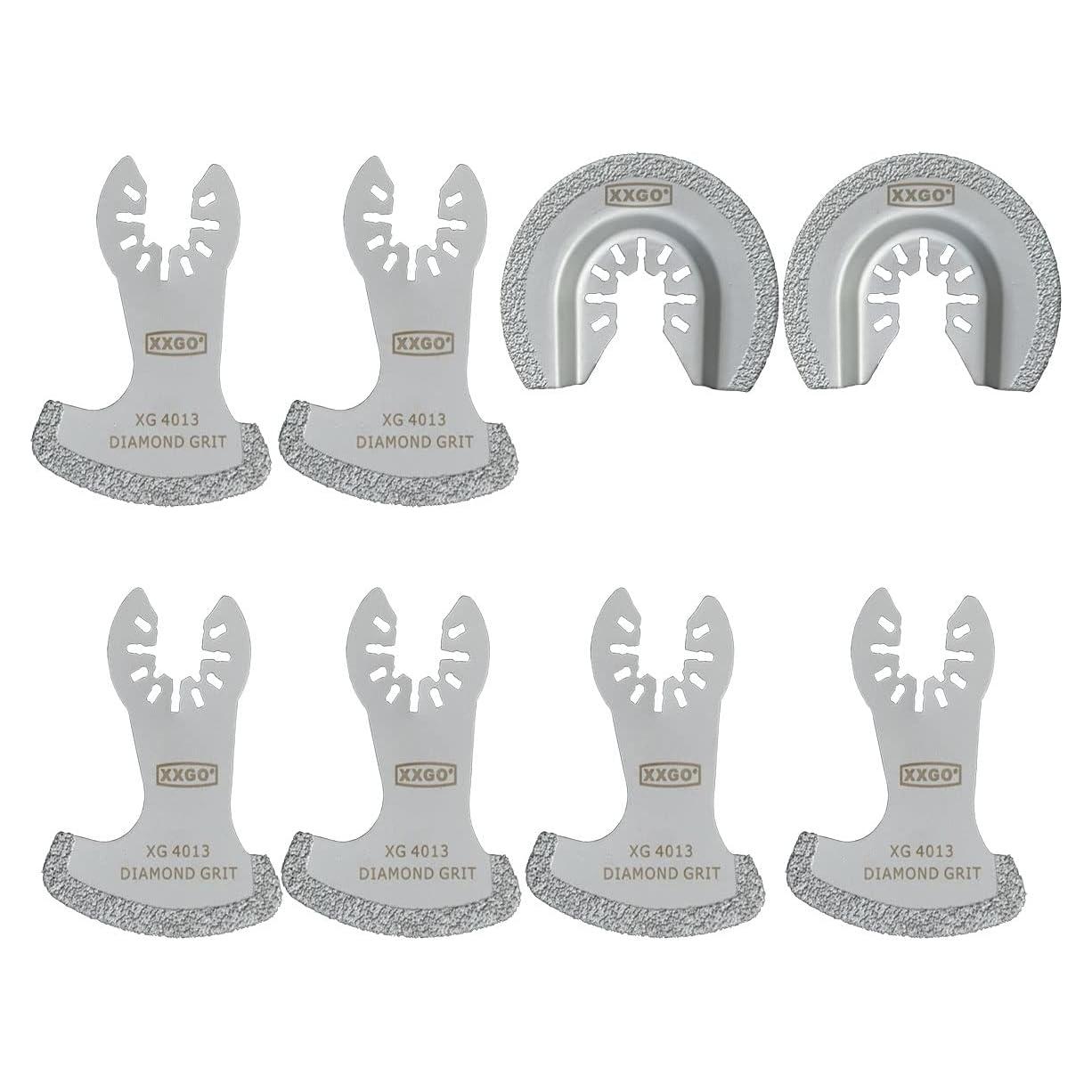 XXGO 8 Pcs Diamond Multi Tool Blades Compatible with Bosch Chicago Craftsman Dewalt Dremel Fein Genesis Harbor Freight Jobmax Makita Milwaukee Porter Cable Ridgid Ryobi Rockwell XGM0603