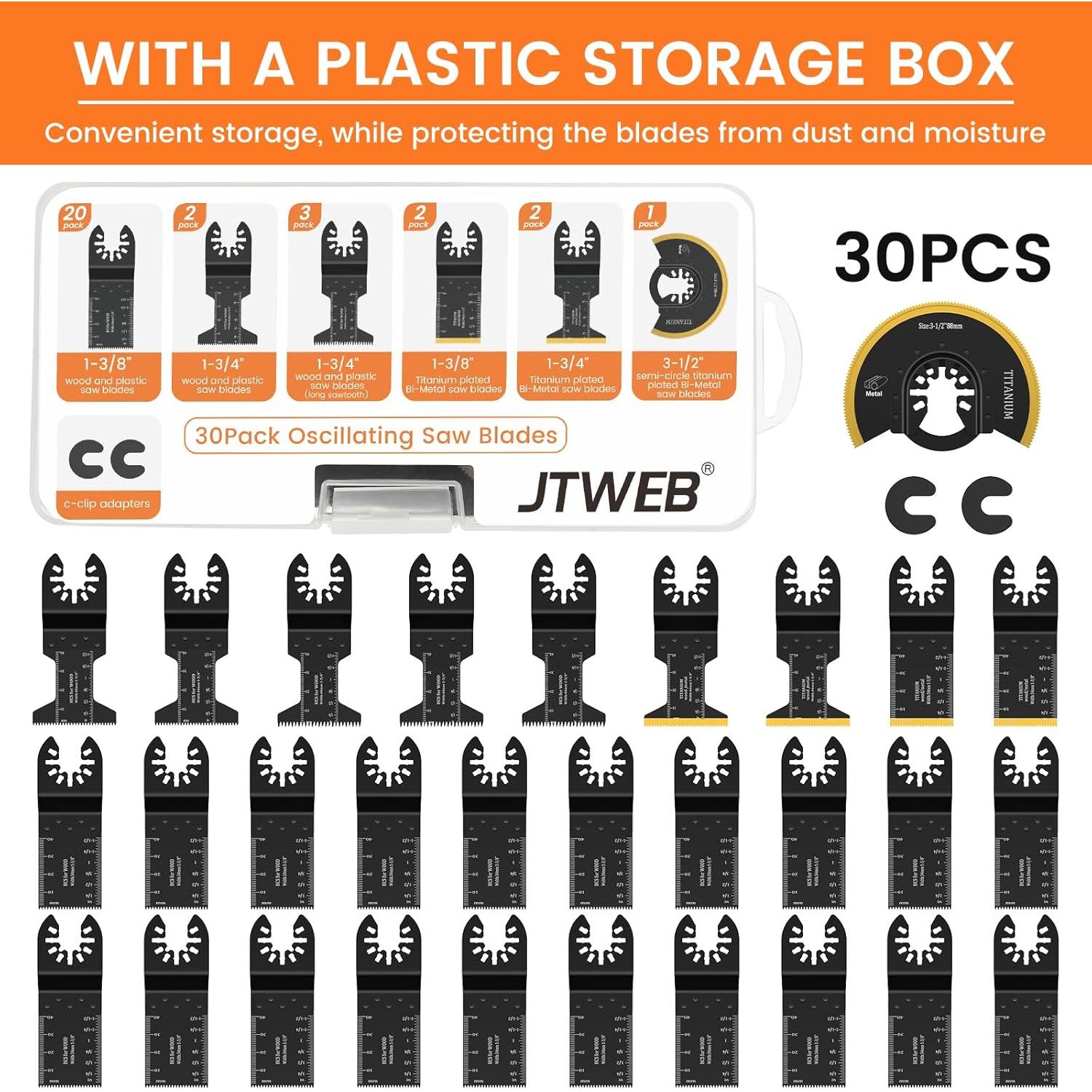 JTWEB 30PCS Cuchillas Oscilantes Titanio para Multiherramienta