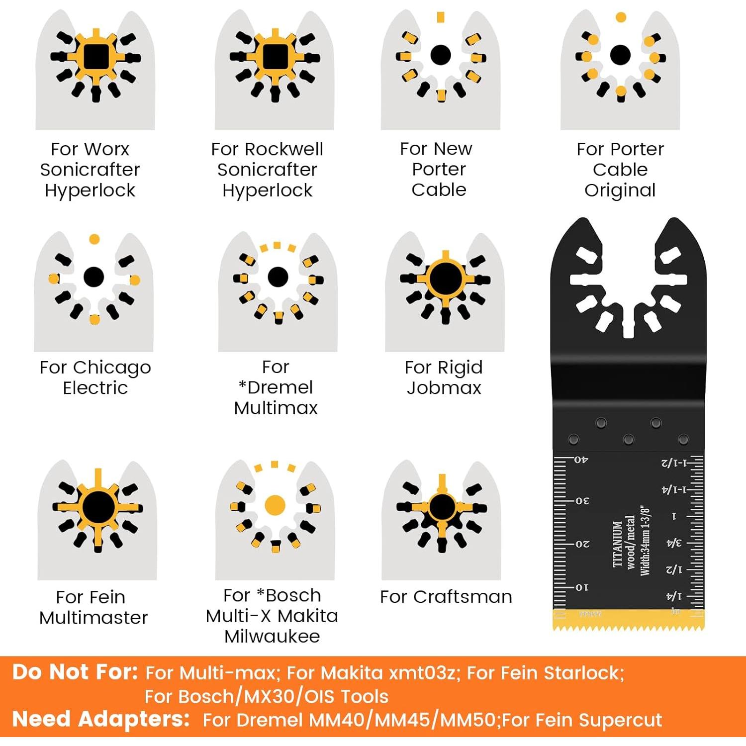 JTWEB 30PCS Cuchillas Oscilantes Titanio para Multiherramienta