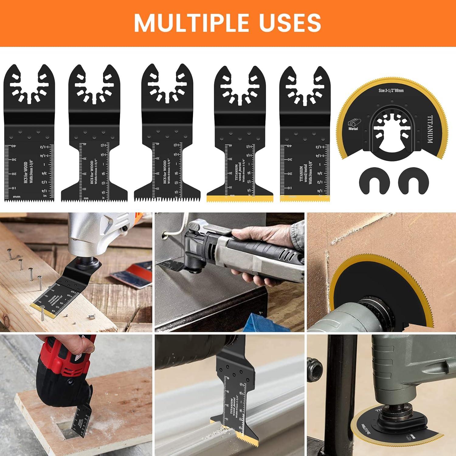 JTWEB 30PCS Cuchillas Oscilantes Titanio para Multiherramienta