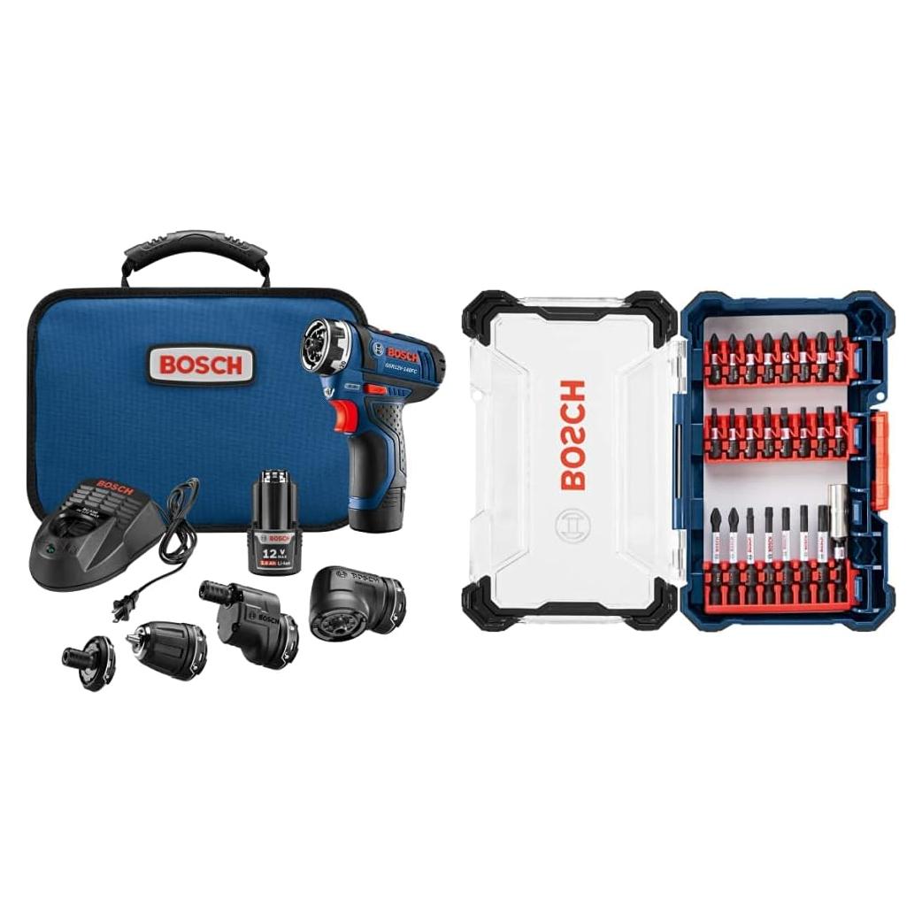 Destornillador eléctrico Bosch 12V Flexiclick + Set 24 piezas