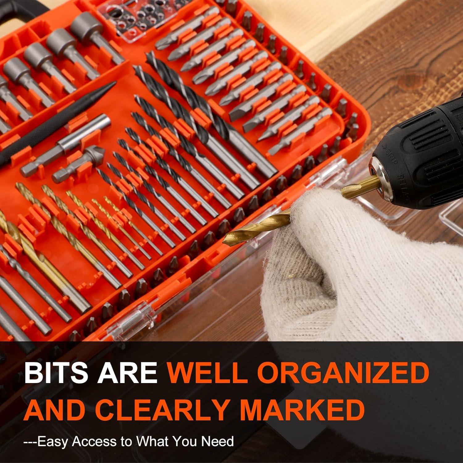 Juego de Brocas COMOWARE 104 Piezas Titanio y Destornilladores