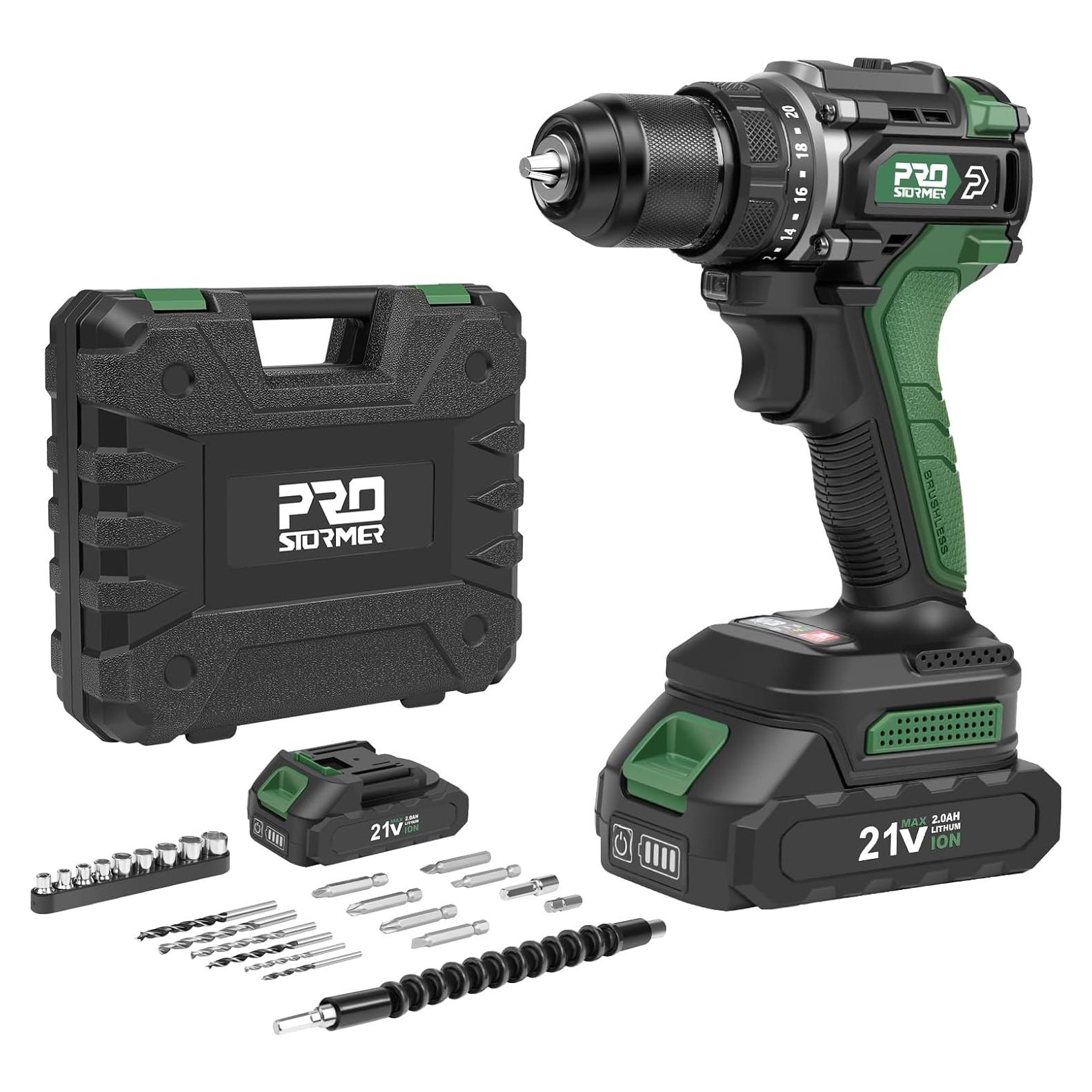 Taladro Inalámbrico Prostormer 21V 65Nm 2 Baterías y Cargador