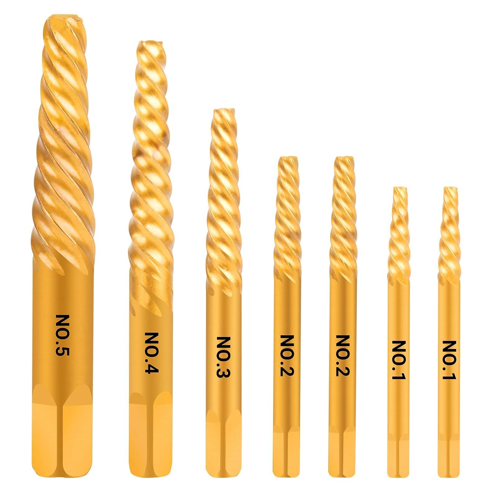 Juego de Extractores de Tornillos CLEVEROOL 7 Piezas Dorado