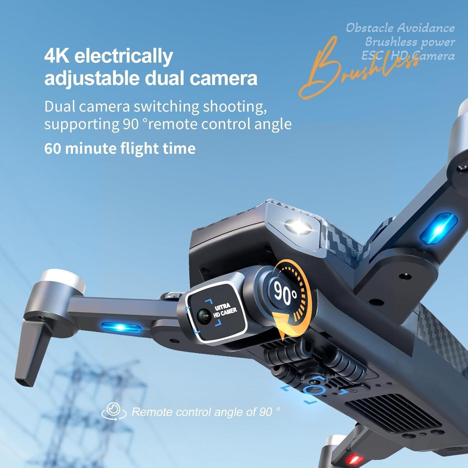 Dron 4K LOQFGDW Plegable con Cámara Dual y 60 min Vuelo