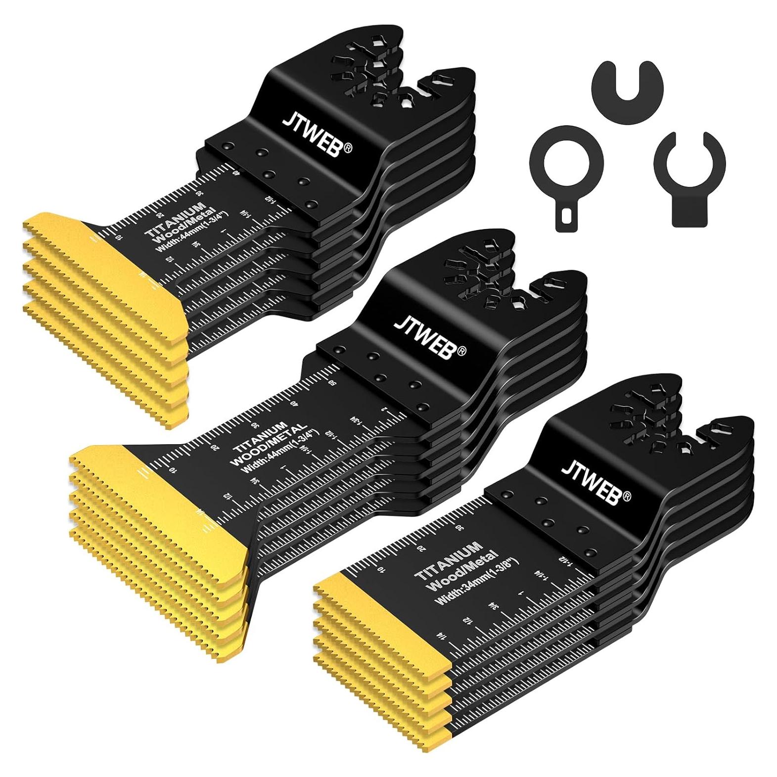 JTWEB 15PCS Cuchillas Oscilantes Titanio para Multitool