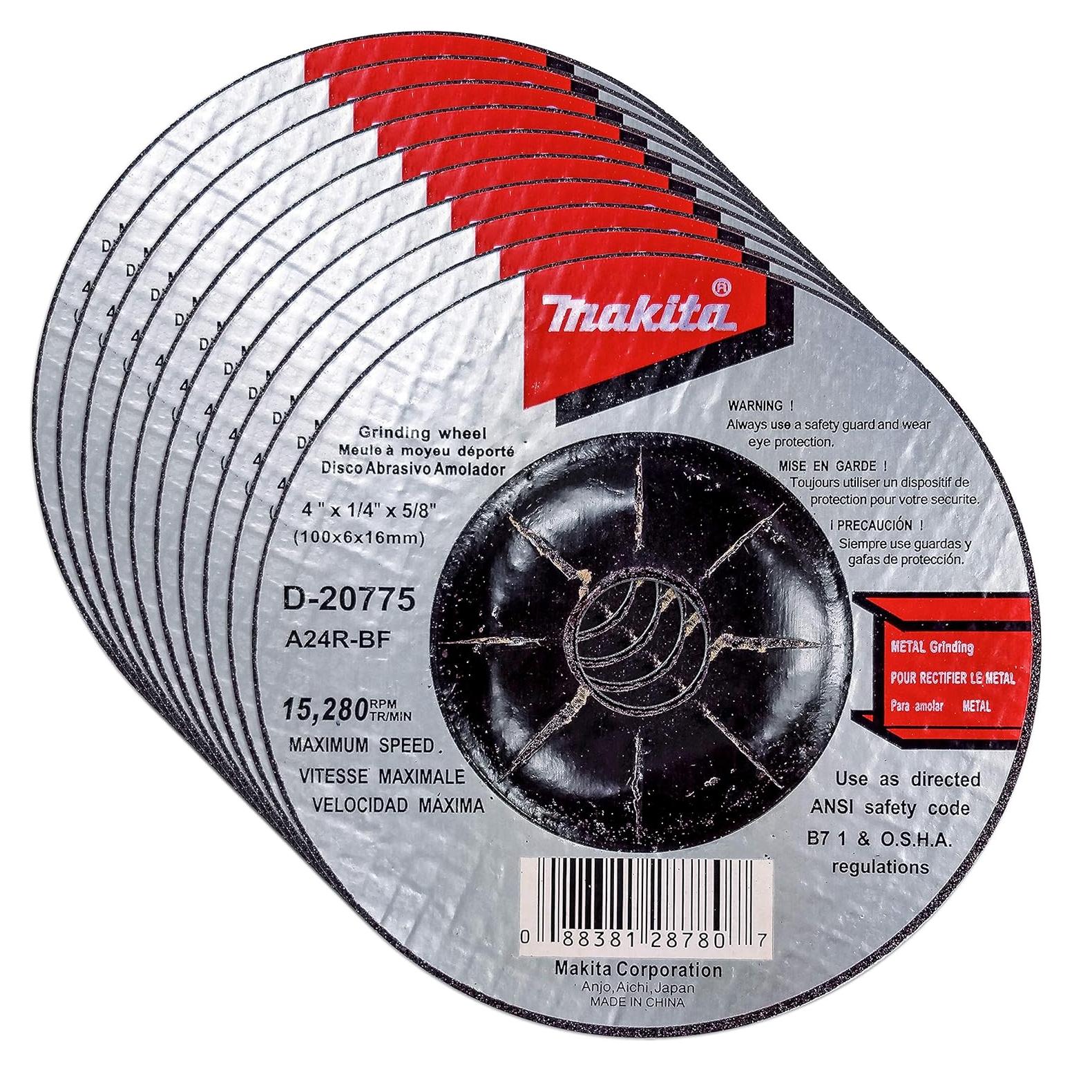 Ruedas de Esmeril Makita 10 Pzas 4" para Metal D-20775