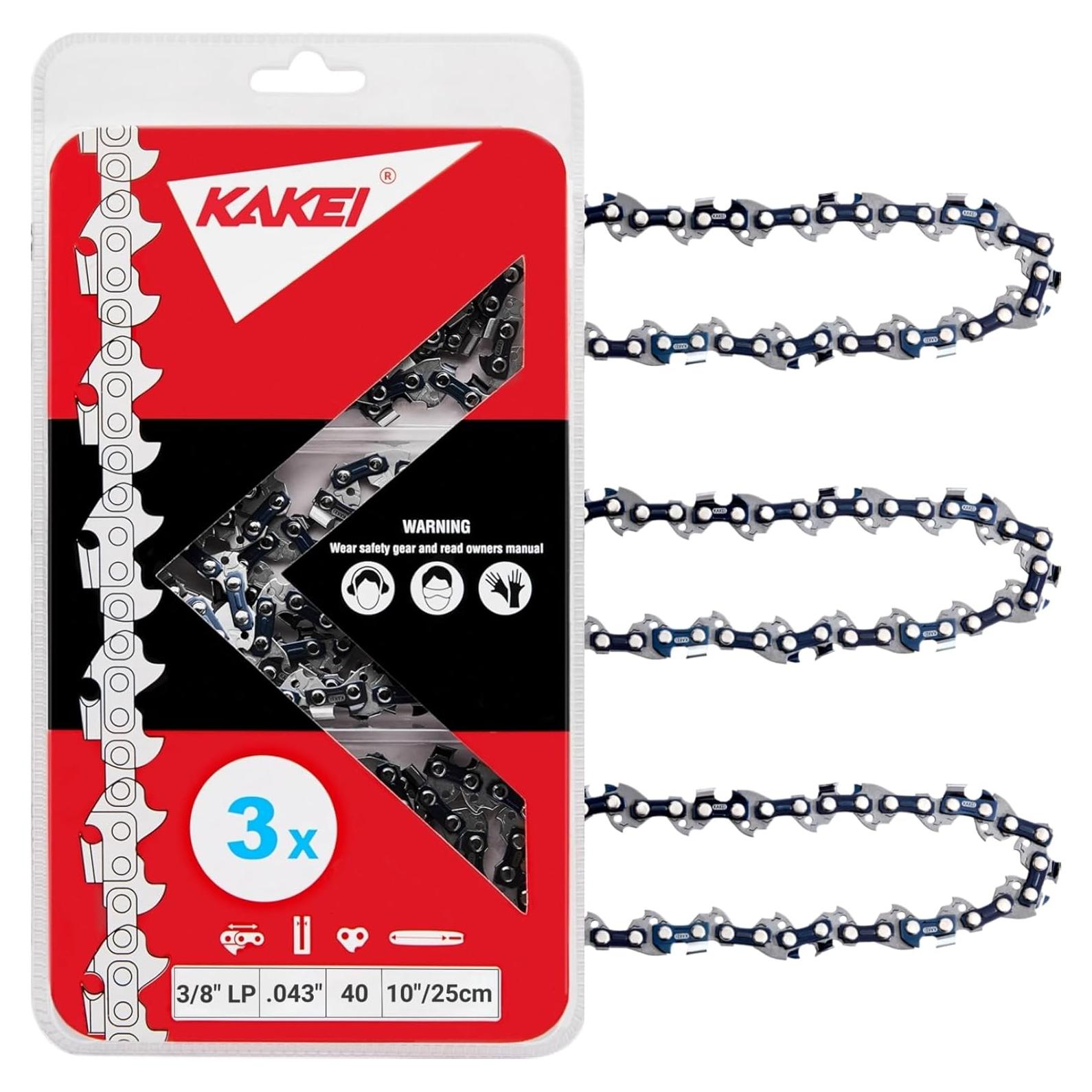 Cadena de Motosierra KAKEI 10" 3/8 LP .043" 40 Enlaces - 3 Unidades