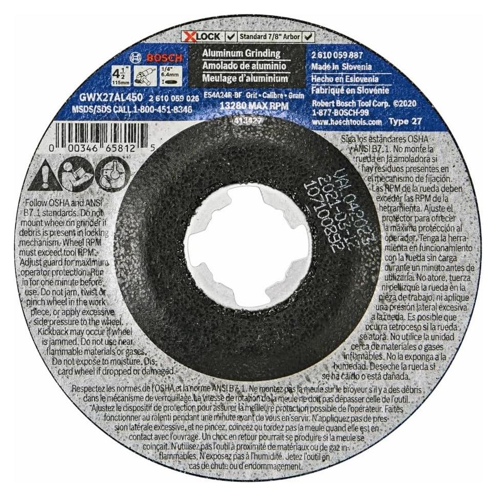 Rueda Abrasiva Bosch GWX27AL450 11,43 cm X-LOCK 24 Grano