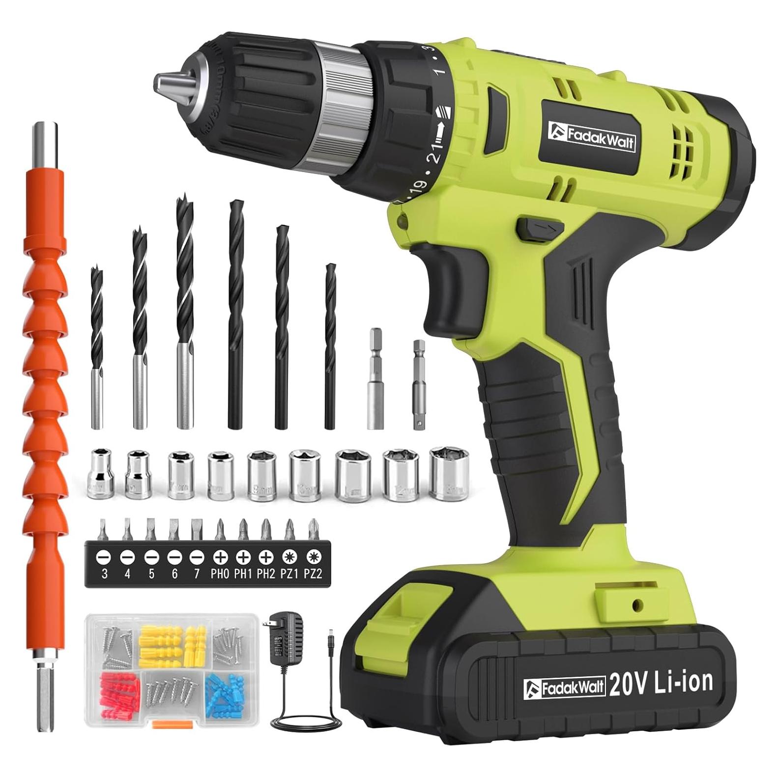 Taladro Inalámbrico FADAKWALT 20V 30N.m con Accesorios