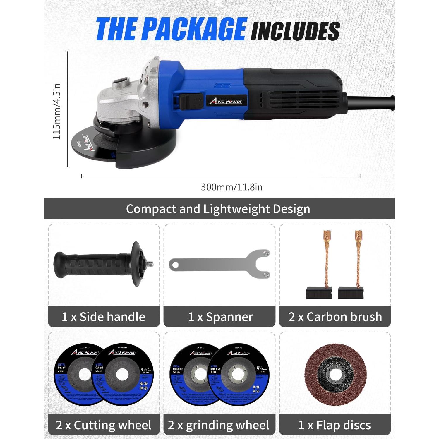 Amoladora Angular AVID POWER 900W 11.43 cm Azul