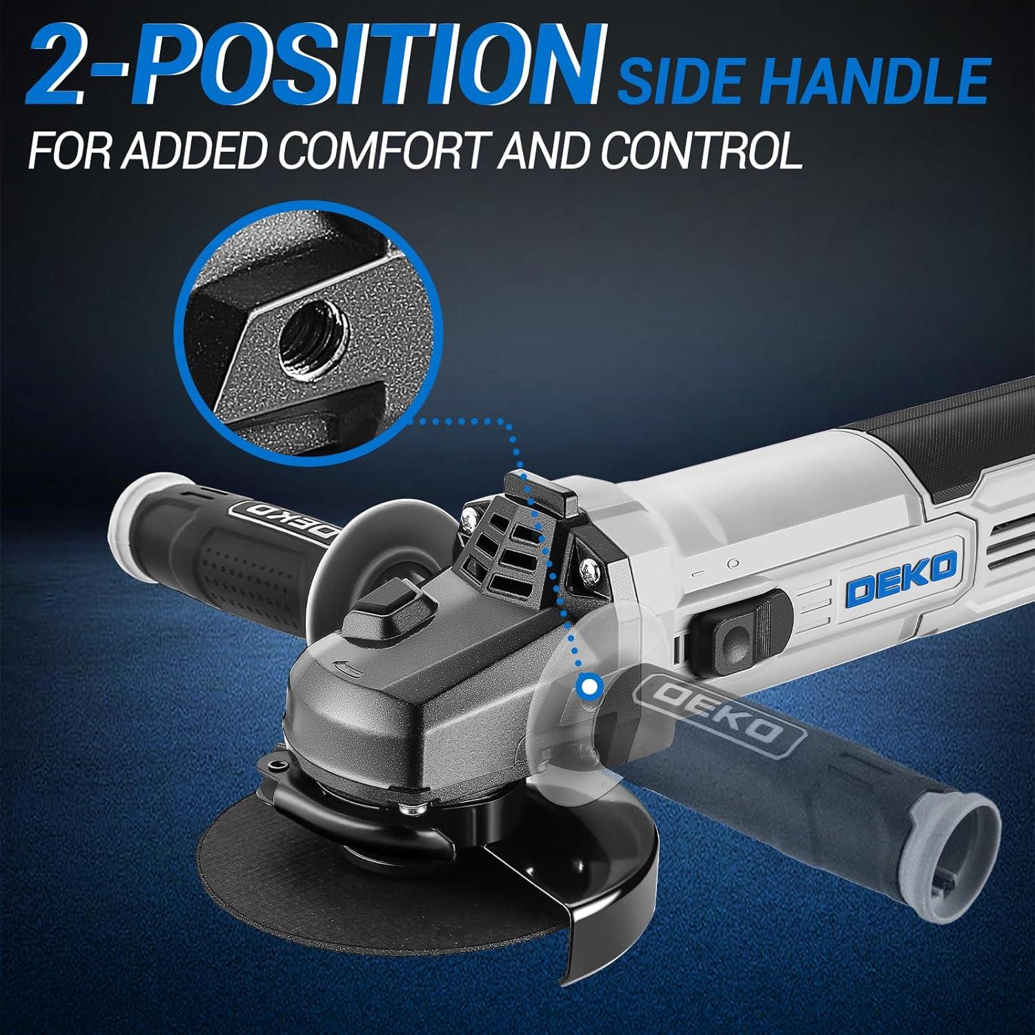 Amoladora Eléctrica DEKOPRO 115mm 900W con Discos y Mango