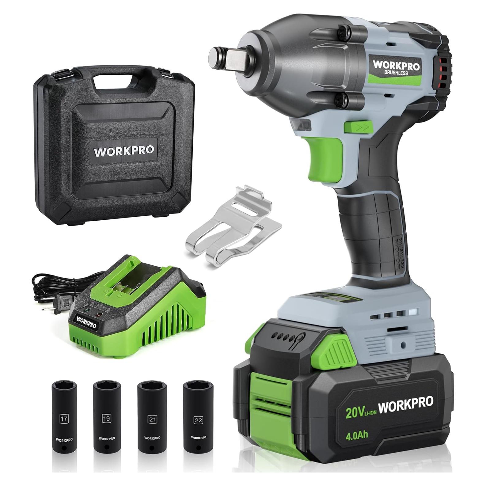Llave de Impacto Inalámbrica WORKPRO 20V 500N.m con Accesorios