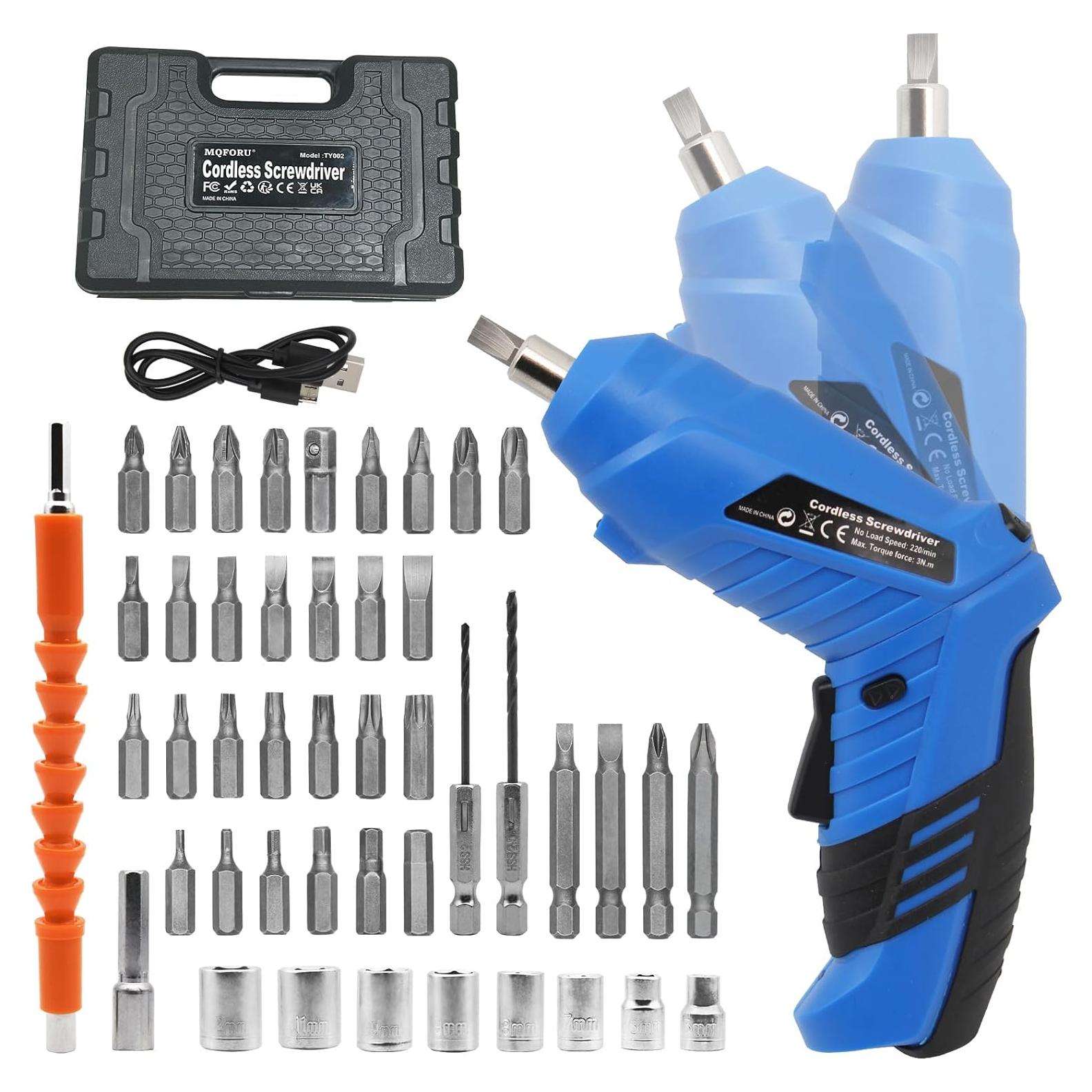 Destornillador Inalámbrico MQFORU 3.6V 47 en 1 con Luz LED