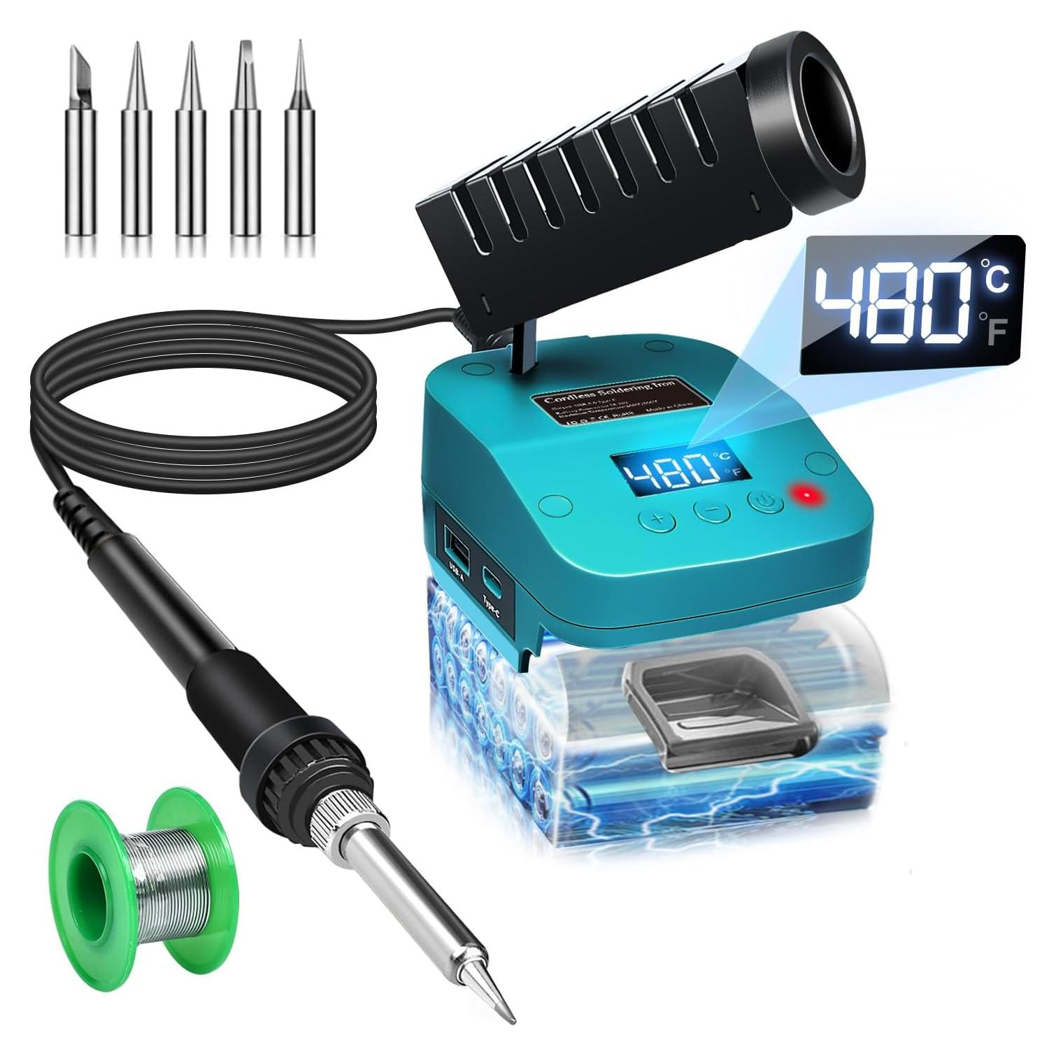 Soldador a Batería Edtran 60W LCD 18V Portátil Ajustable