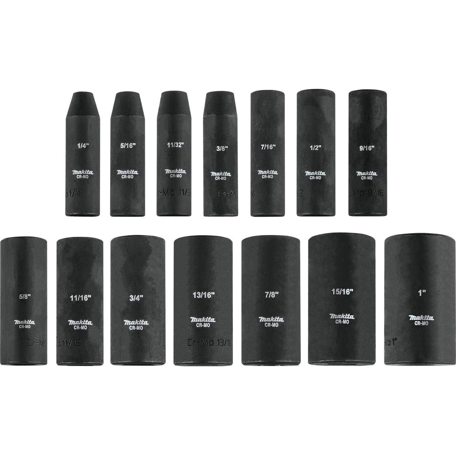 Juego de 14 Enchufes de Impacto Makita A-99655 3/8"