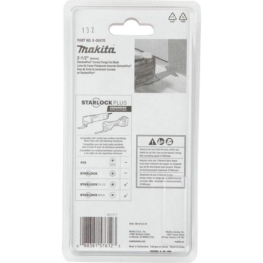 Cuchilla Curvada Bi-Metal Makita E-08470 StarlockPlus 5,08 cm