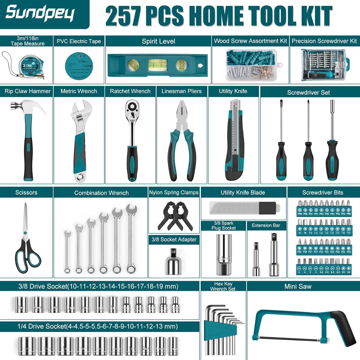 Kit de Herramientas Sundpey 248 Pcs - Caja Portátil Azul