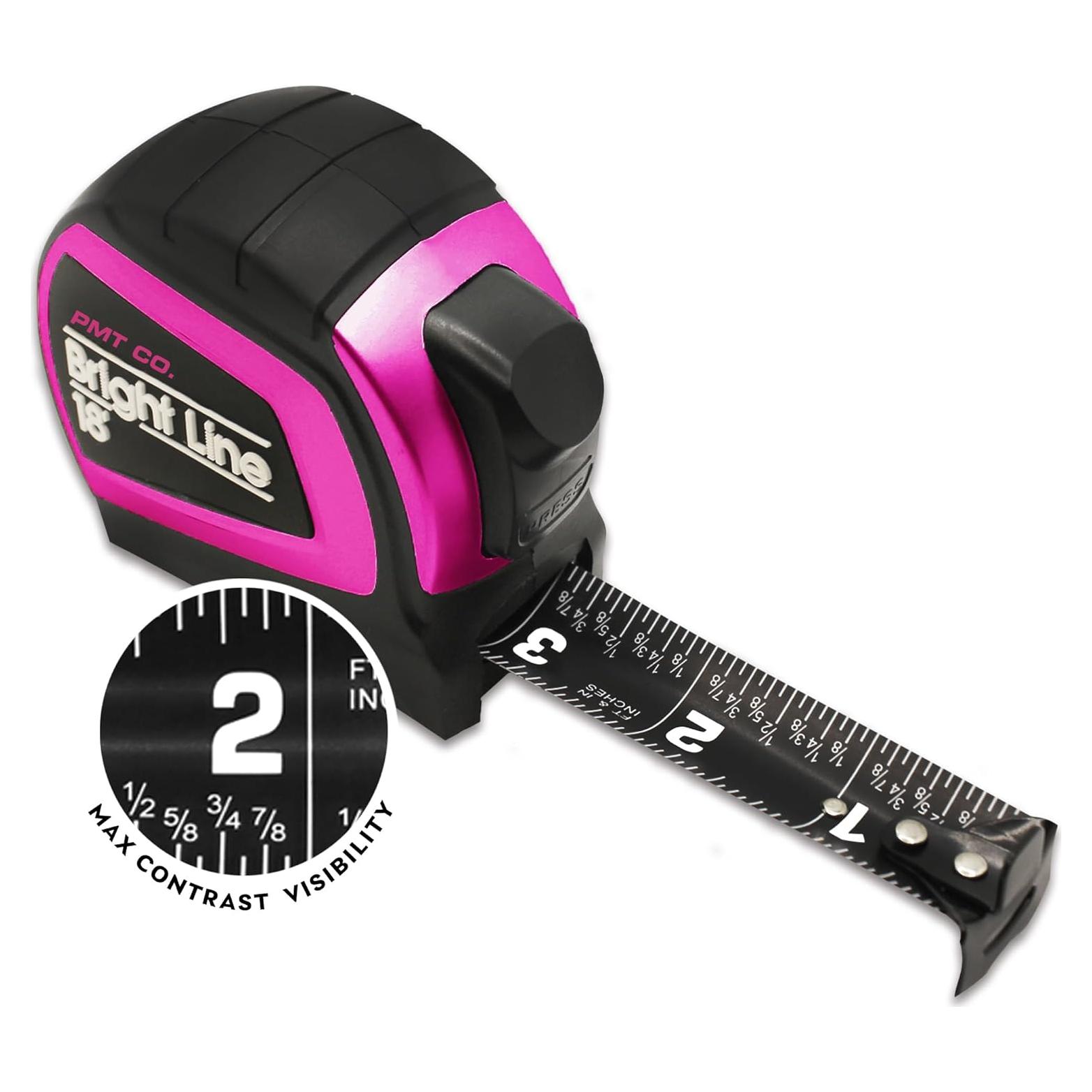 Cinta Métrica Retráctil Perfecta BrightLine 5.49m Rosa