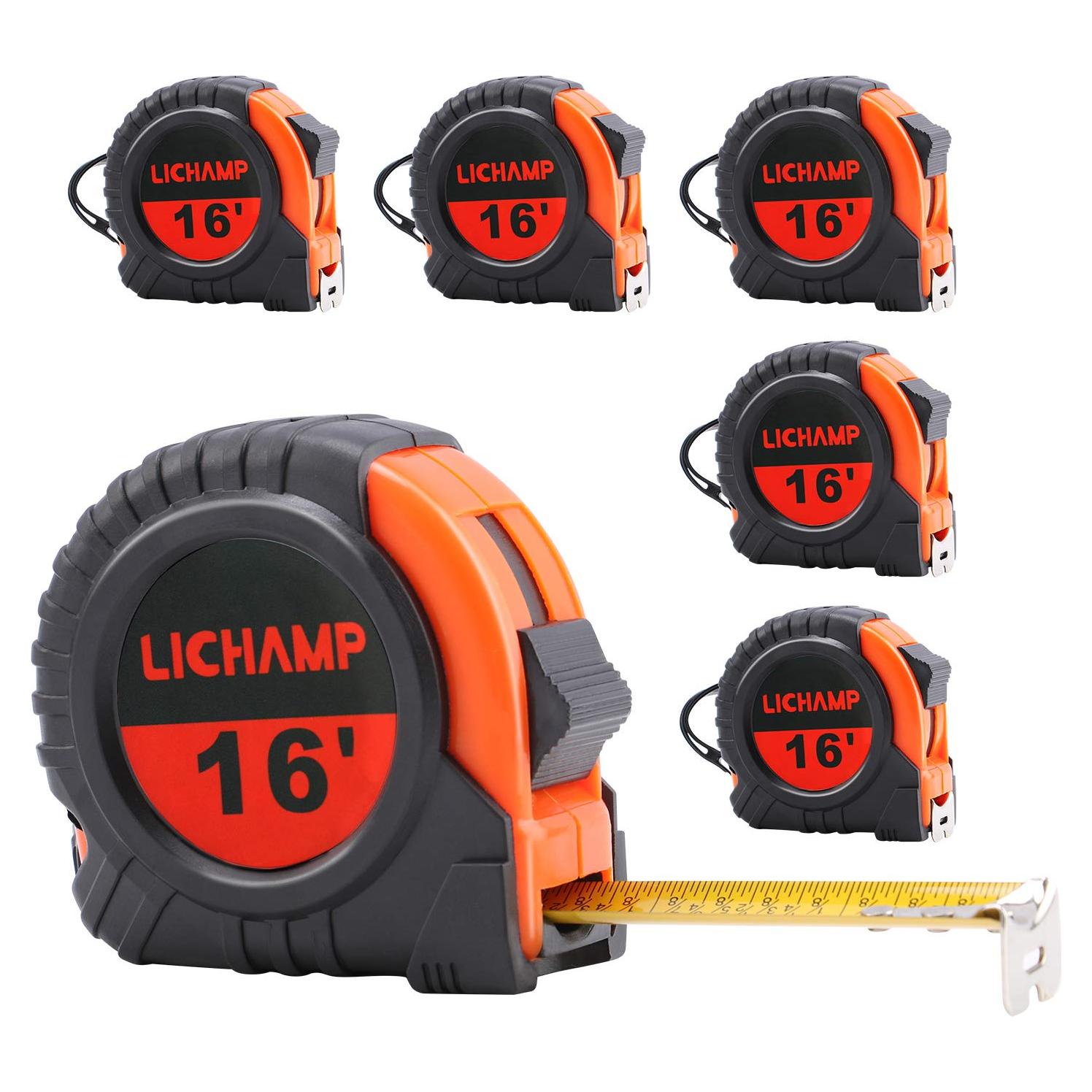 Cinta Métrica LICHAMP 4.88m Retráctil Paquete de 6