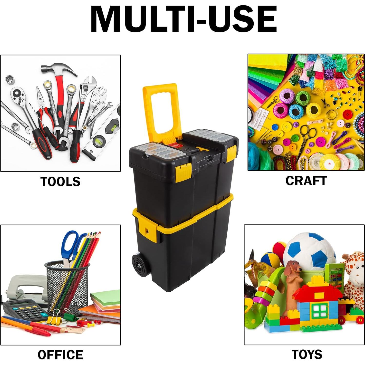 Caja de Herramientas Portátil Stalwart 2-en-1 con Ruedas