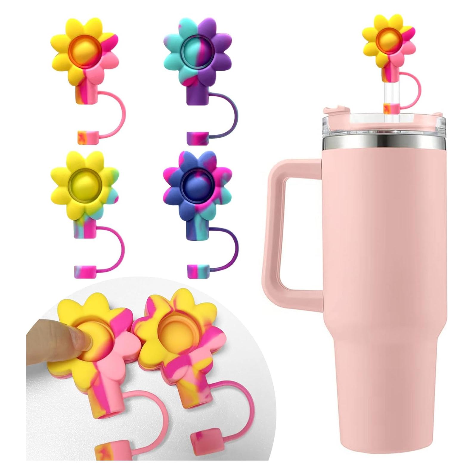 4 Tapas de Silicona para Pajitas SEMATA Coloridas 10 mm