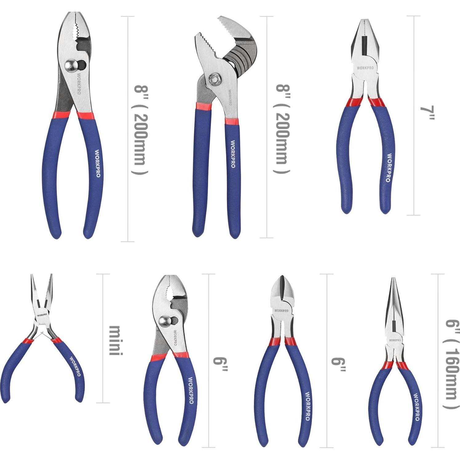 Juego de Alicates 7 Piezas WORKPRO Acero Ergonómico DIY