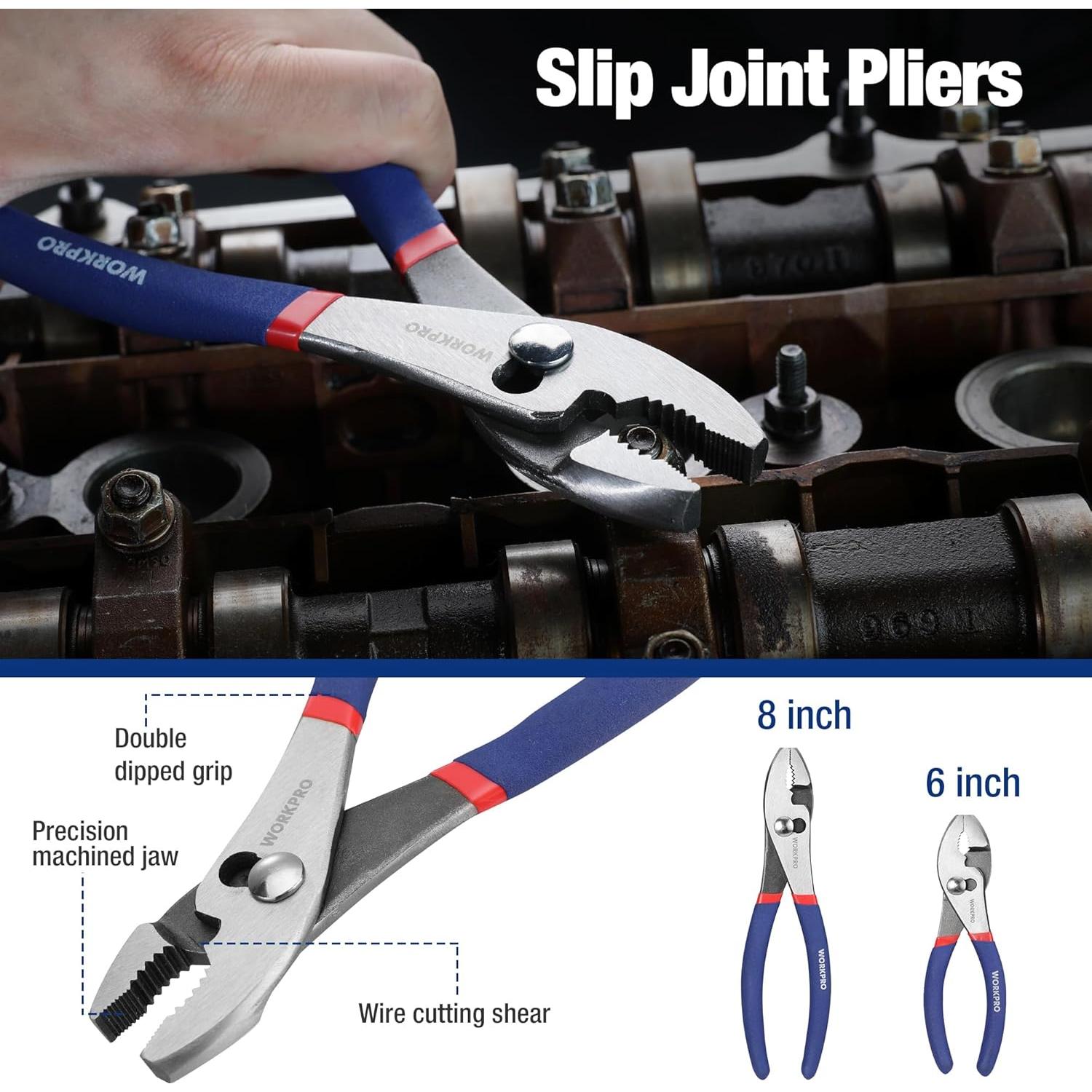 Juego de Alicates 7 Piezas WORKPRO Acero Ergonómico DIY