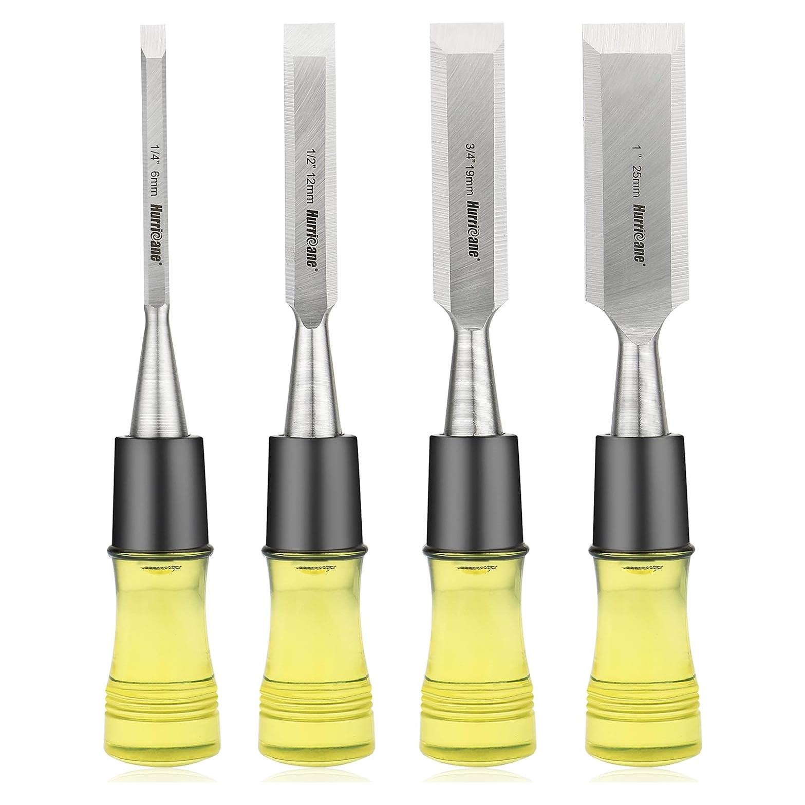 Juego de 4 Gubias de Madera Hurricane con Mango Extragrande