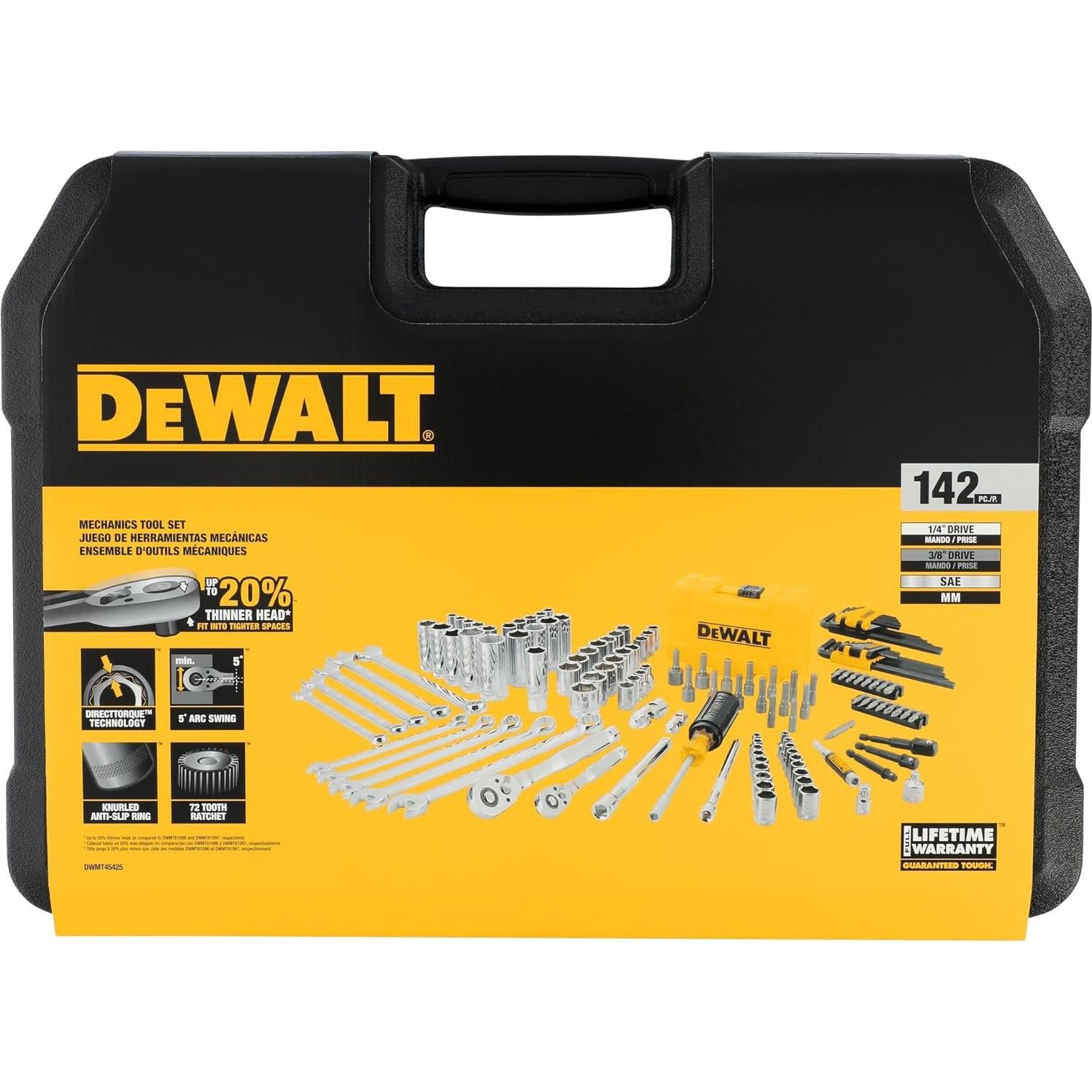 Juego de Herramientas Mecánicas DEWALT 142 Piezas SAE y Métrico