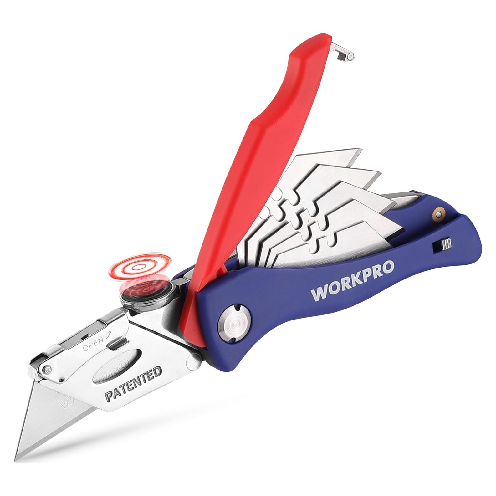 Cuchillo Utility Plegable WORKPRO 17.78 cm con 5 Cuchillas