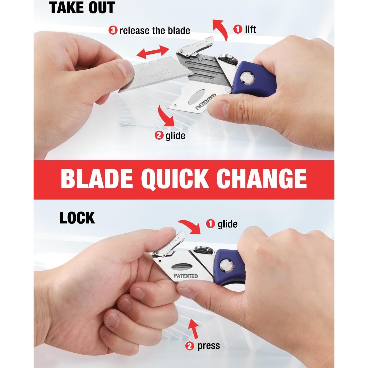 Cuchillo Utility Plegable WORKPRO 17.78 cm con 5 Cuchillas