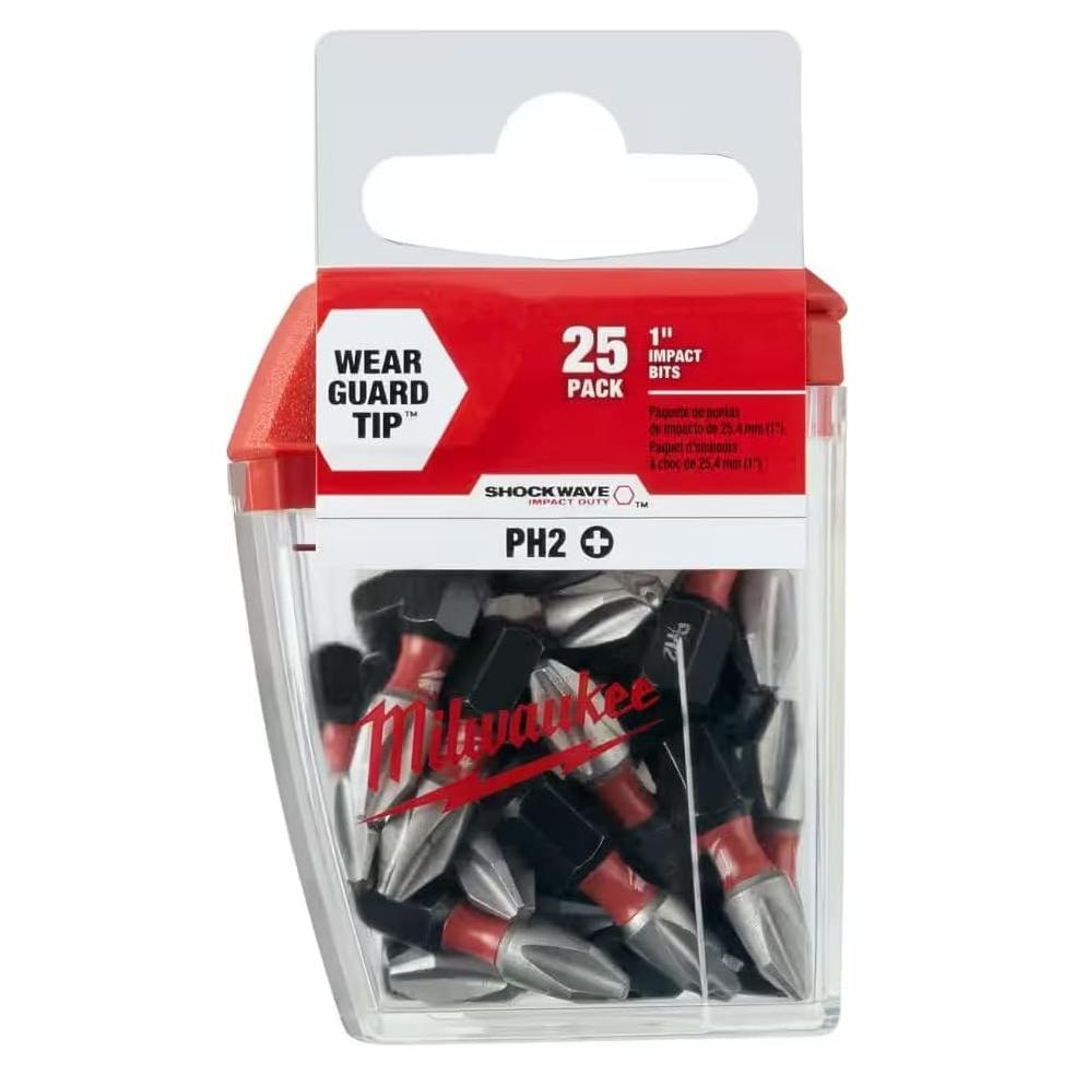 Puntas Milwaukee Shockwave Phillips 25-Pack 2,54 cm