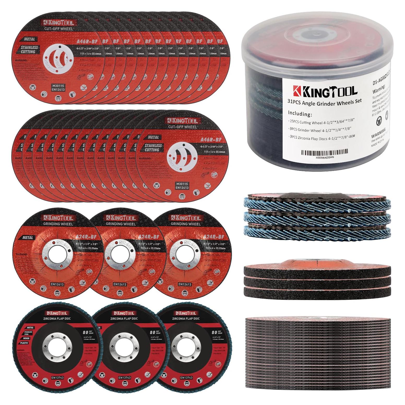 KingTool Juego de Discos de Corte y Desbaste 31 Piezas 115mm