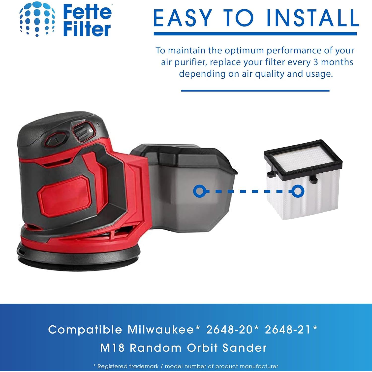 Filtro HEPA Fette Filter para Lijadora Milwaukee M18 - 3 Pzas