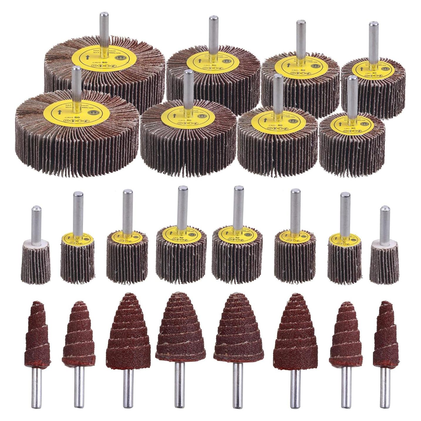 Juego de 24 Ruedas de Lijado Abrasivas Mixiflor 80 Granos