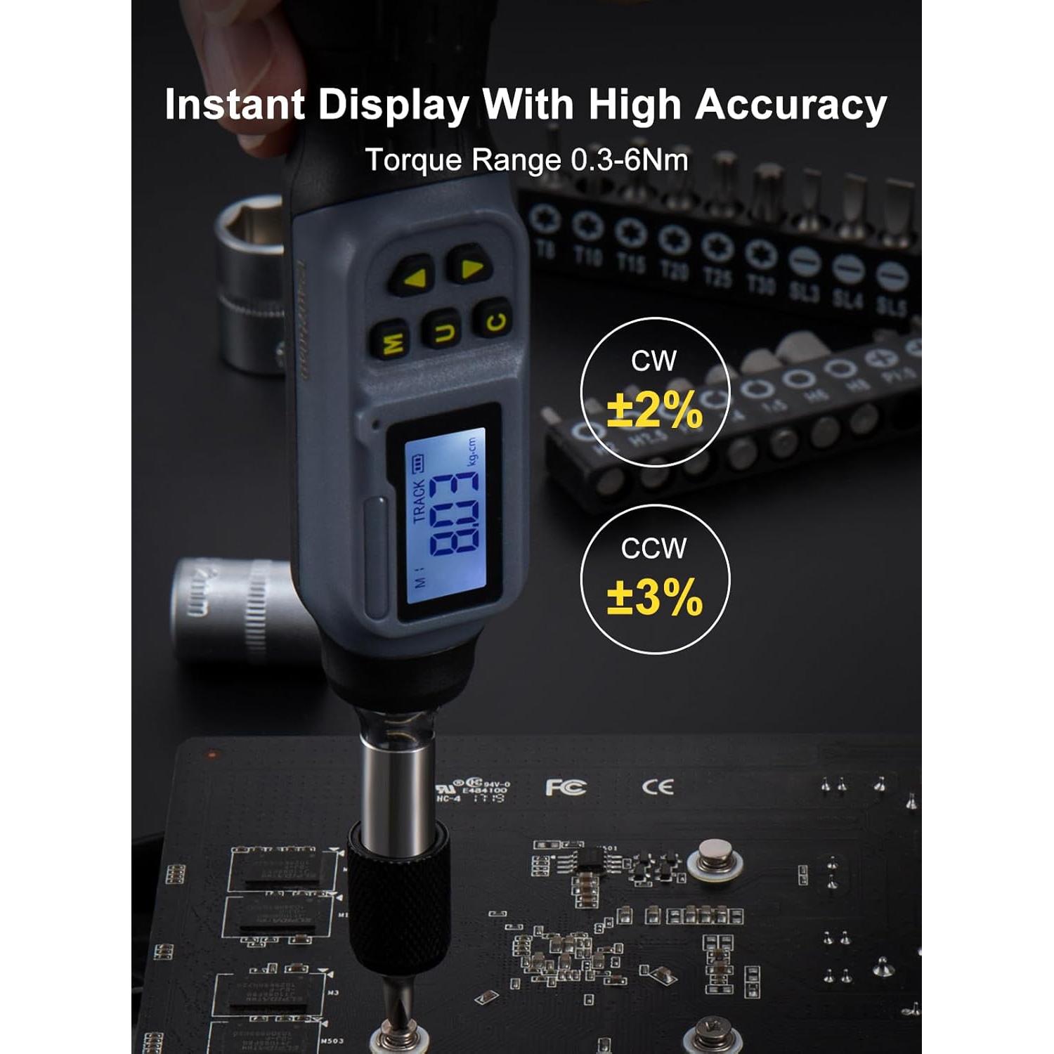 Destornillador de Par Digital GROWNEER 0.3-6 Nm 27 en 1