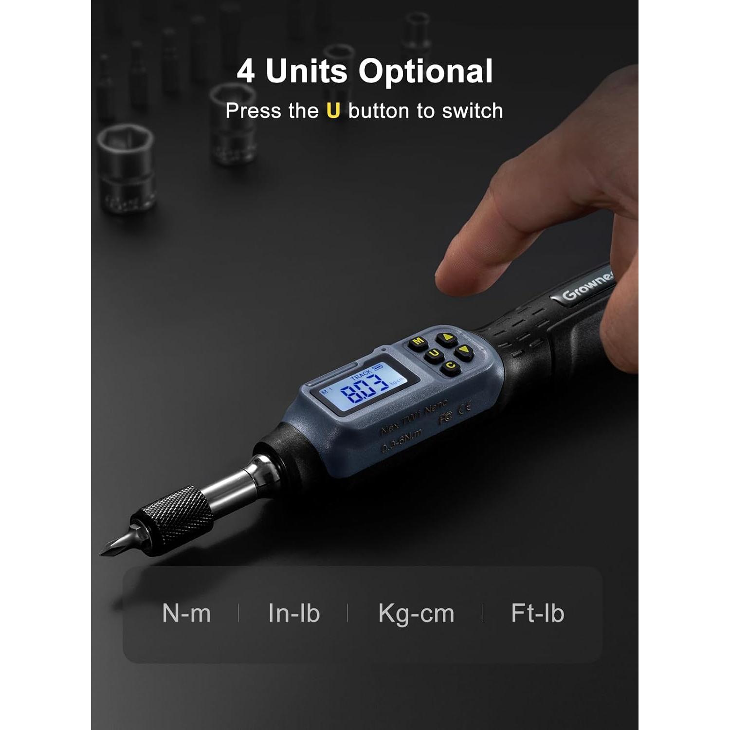 Destornillador de Par Digital GROWNEER 0.3-6 Nm 27 en 1