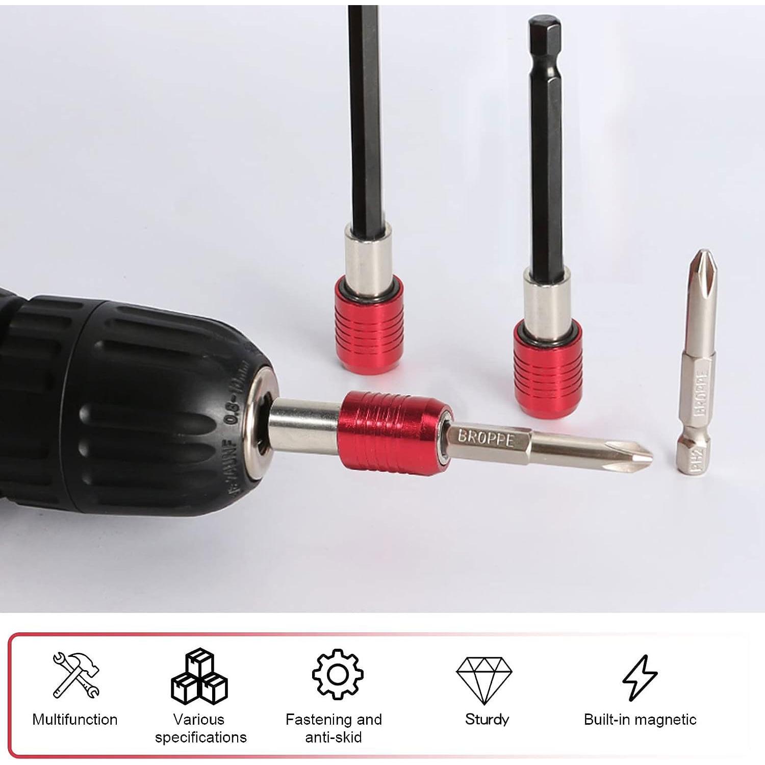 Juego de Extensión de Brocas 4 Pcs Soporte Magnético 5,08-30,48 cm