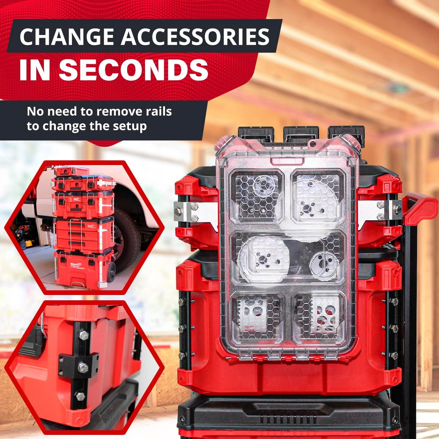 Rieles Alpha para Milwaukee Packout 320mm - Negro