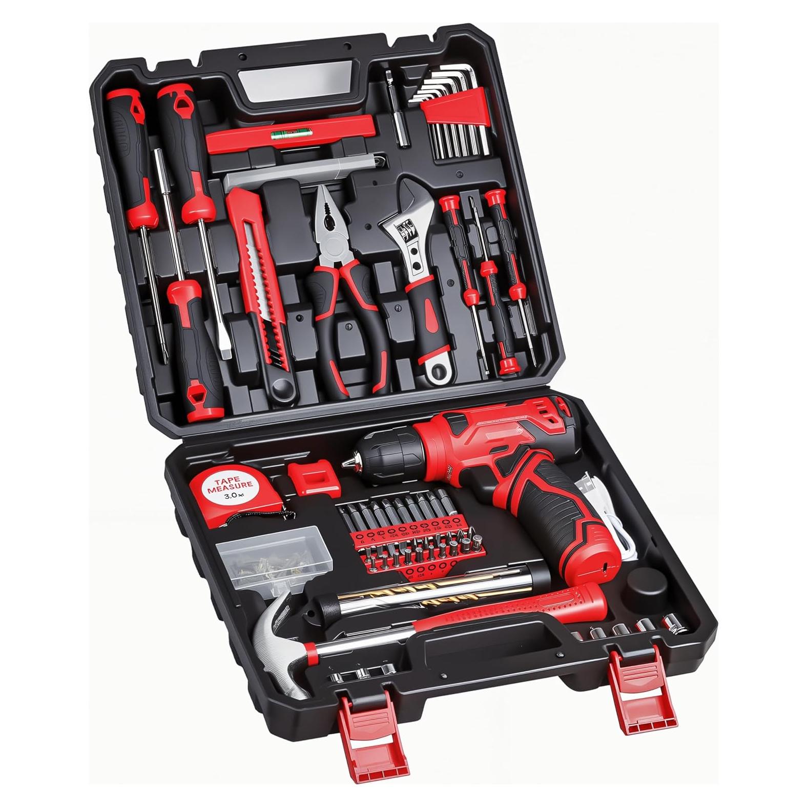 Kit de Herramientas 132 Piezas con Taladro Inalámbrico 8V - Prekull