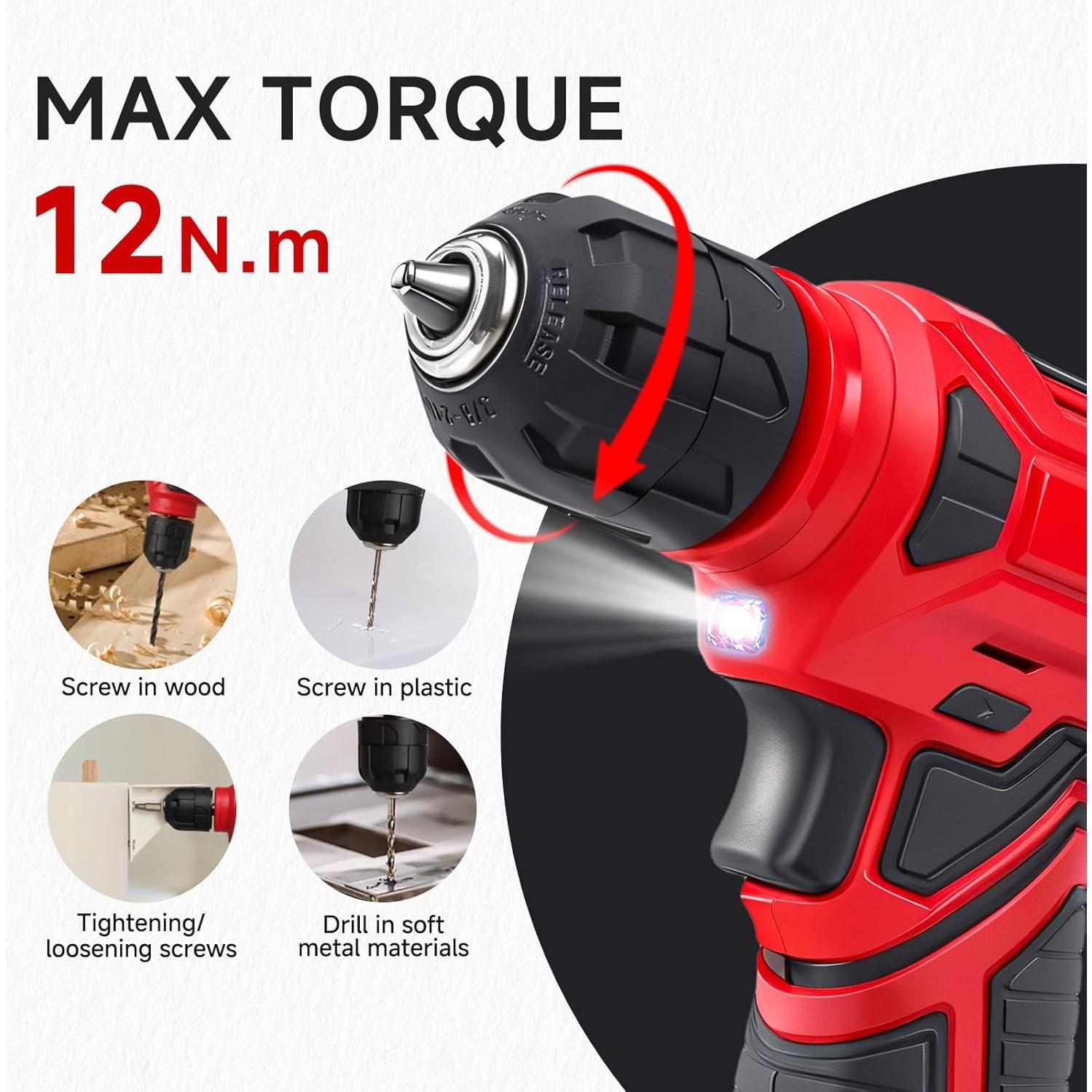 Kit de Herramientas 132 Piezas con Taladro Inalámbrico 8V - Prekull