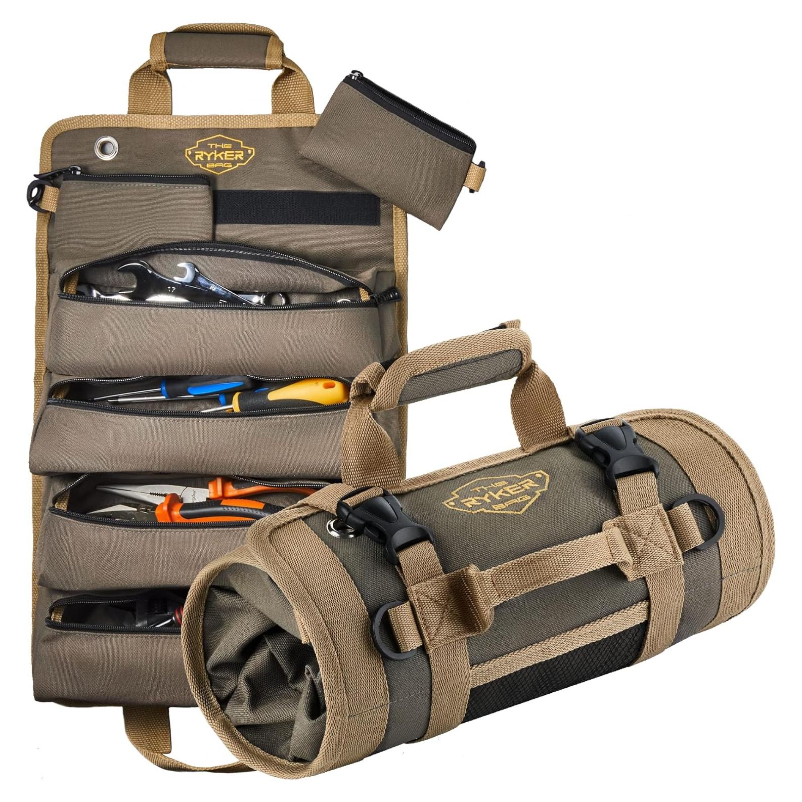 Bolsa de Herramientas Ryker Roll Up Caqui 6 Compartimentos