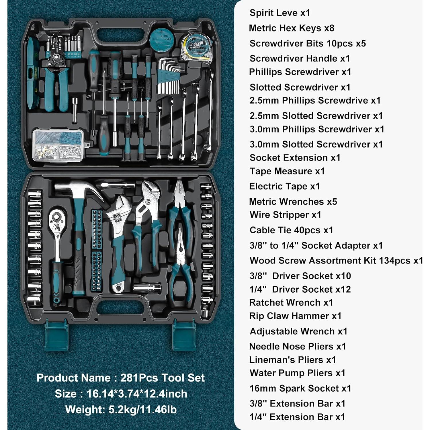 Kit de Herramientas Sundpey 281 Piezas para el Hogar