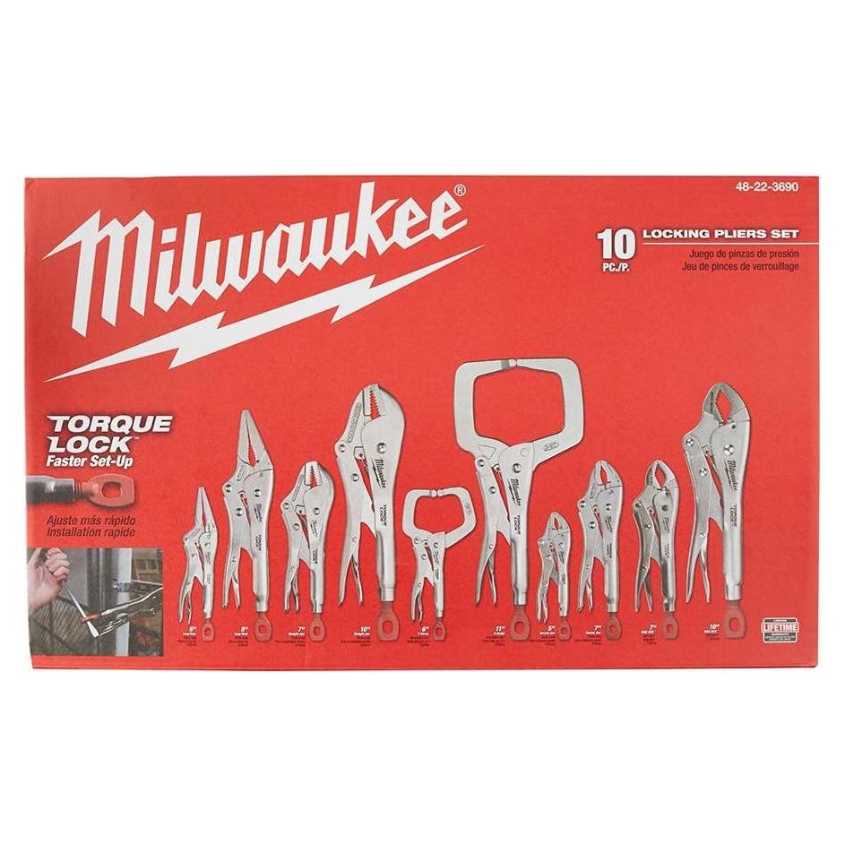 Pinzas de Bloqueo Milwaukee 10 Piezas Acero Ergonómico