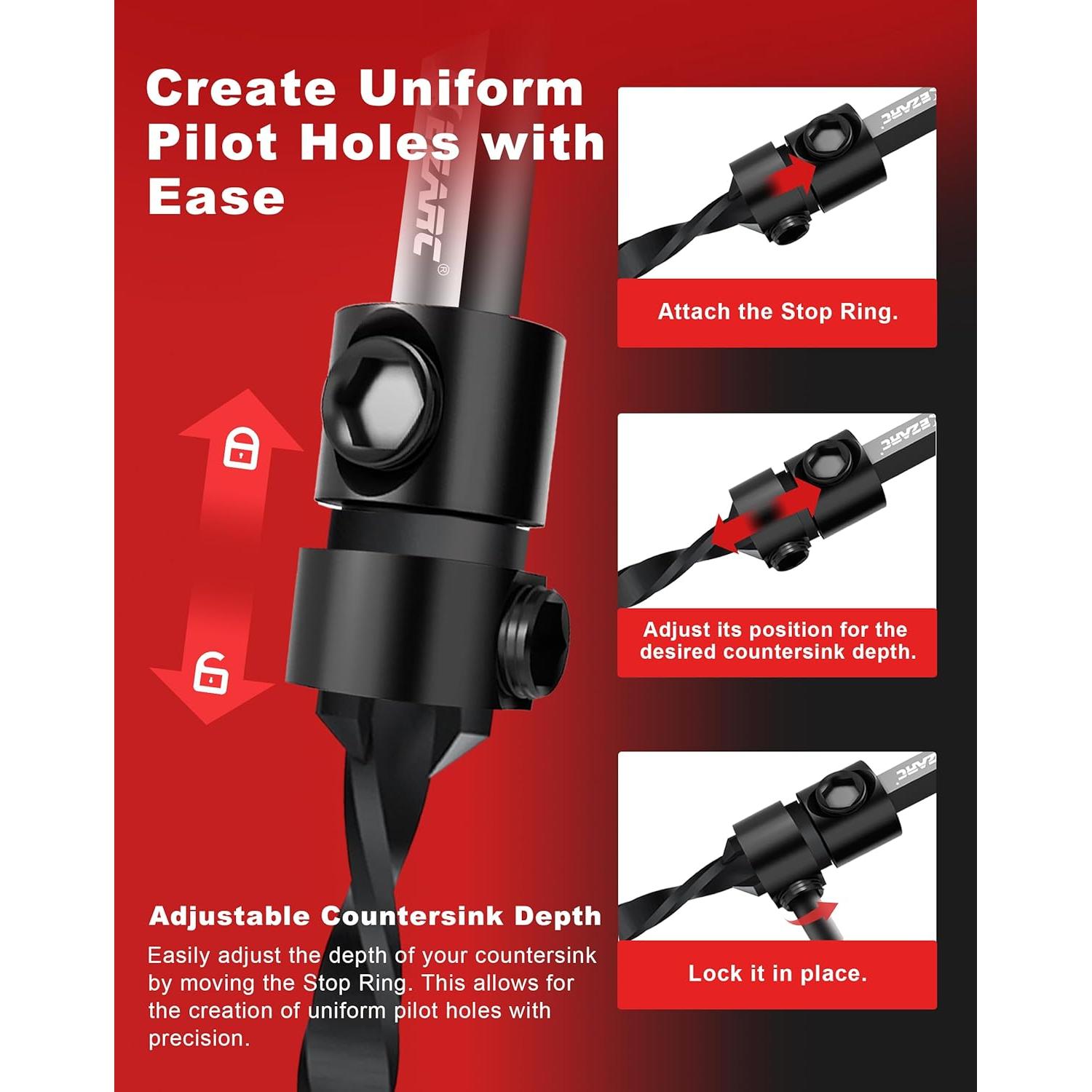 Juego de brocas avellanadoras EZARC 15 PCS para madera