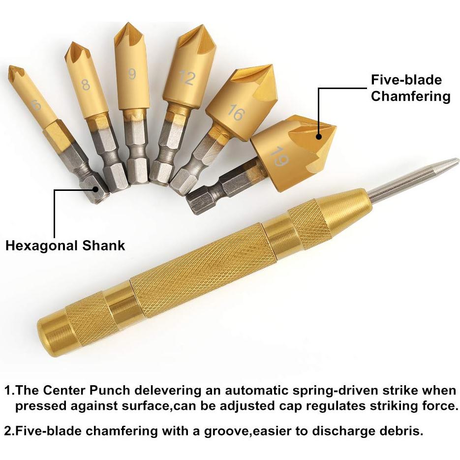 Juego de Brocas Avellanadoras COMOWARE - 7 Piezas para Madera